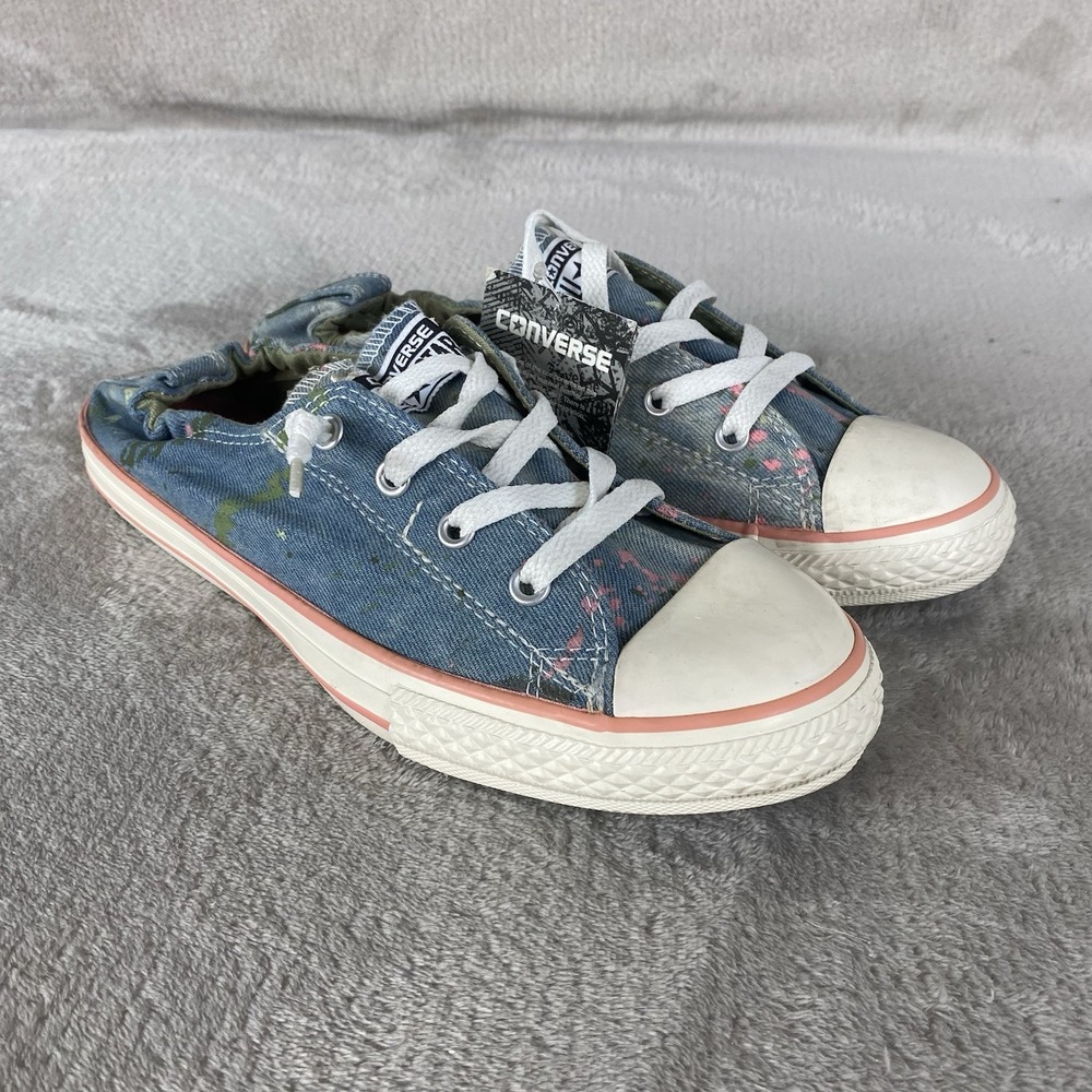 Converse Shoreline Slip On Sneaker Girls 6 Womens 7.5 Blue Floral Canvas NEW